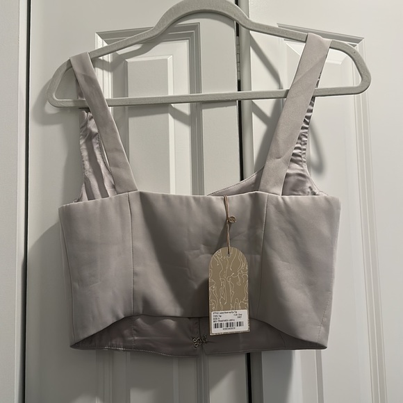 Meshki NWT Lainey Hook And Eye Mini Skirt & Top Set - Grey Small - Picture 4 of 7